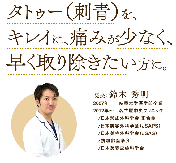 タトゥー(刺青)を、キレイに、痛みが少なく、早く取り除きたい方に。